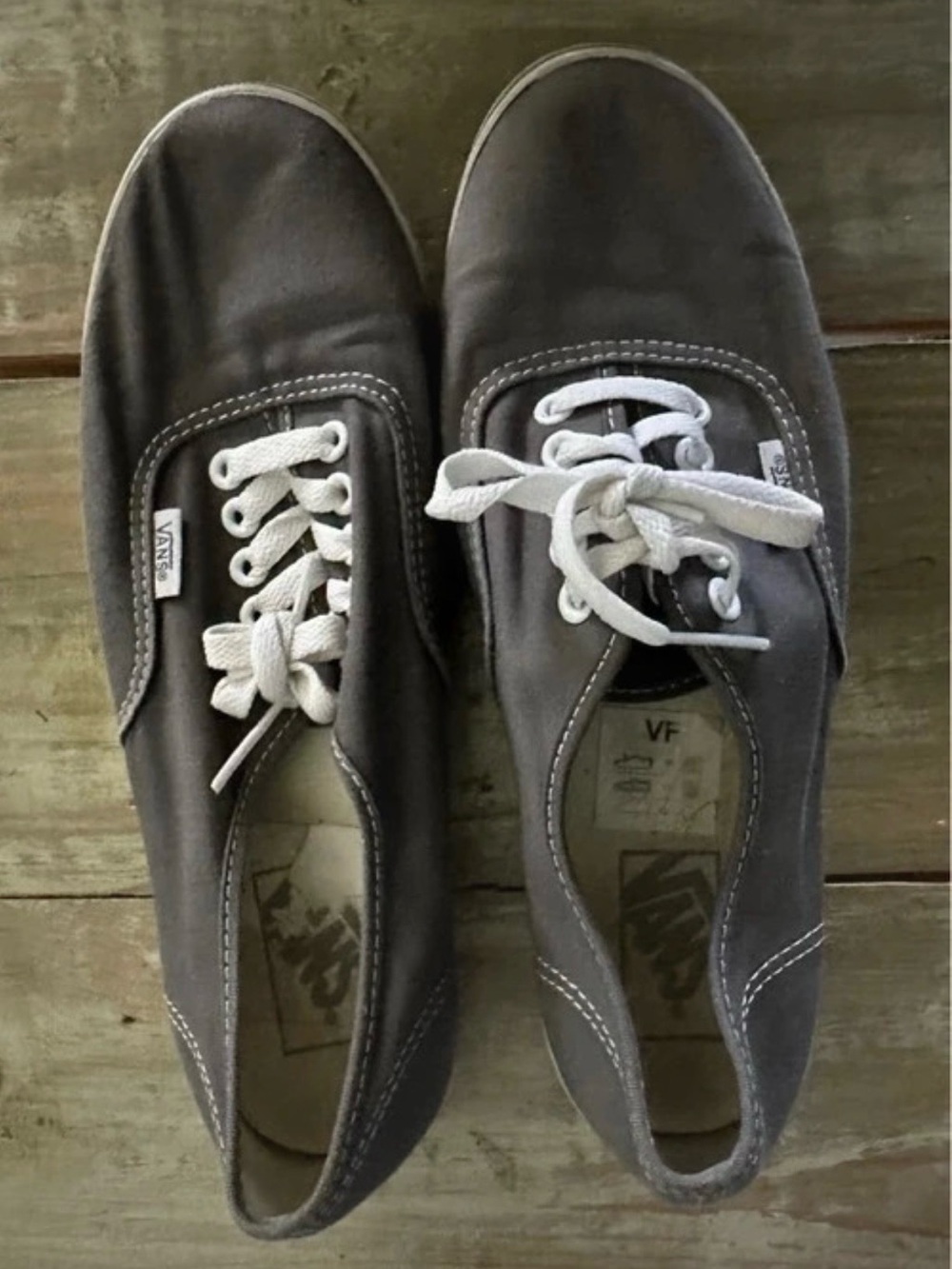 Vans Gray Canvas Low-Top Sneakers with White Laces